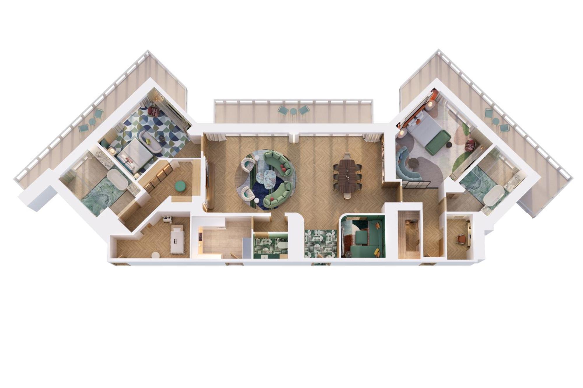 Hotel Pier Sixty-Six Fort Lauderdale Exteriér fotografie 3D floor plan of a typical apartment